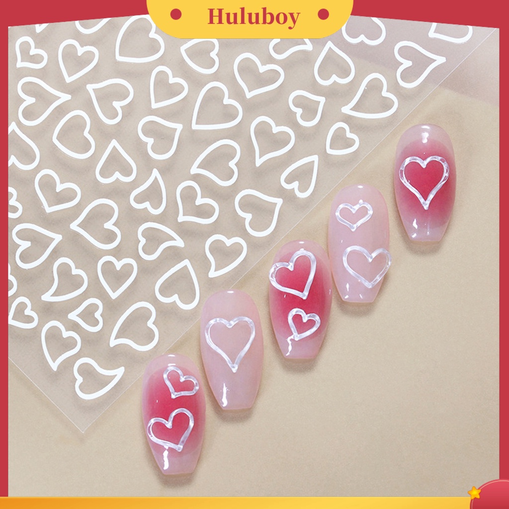 {In Stock} Nail Art Decal Pola Indah Removable Self Adhesive Kuat Lengket Mudah Diterapkan Hewan Peliharaan Dekoratif Cinta Tidak Teratur Gaya Hati Nail Art Sticker Hadiah Untuk Salon Kuku