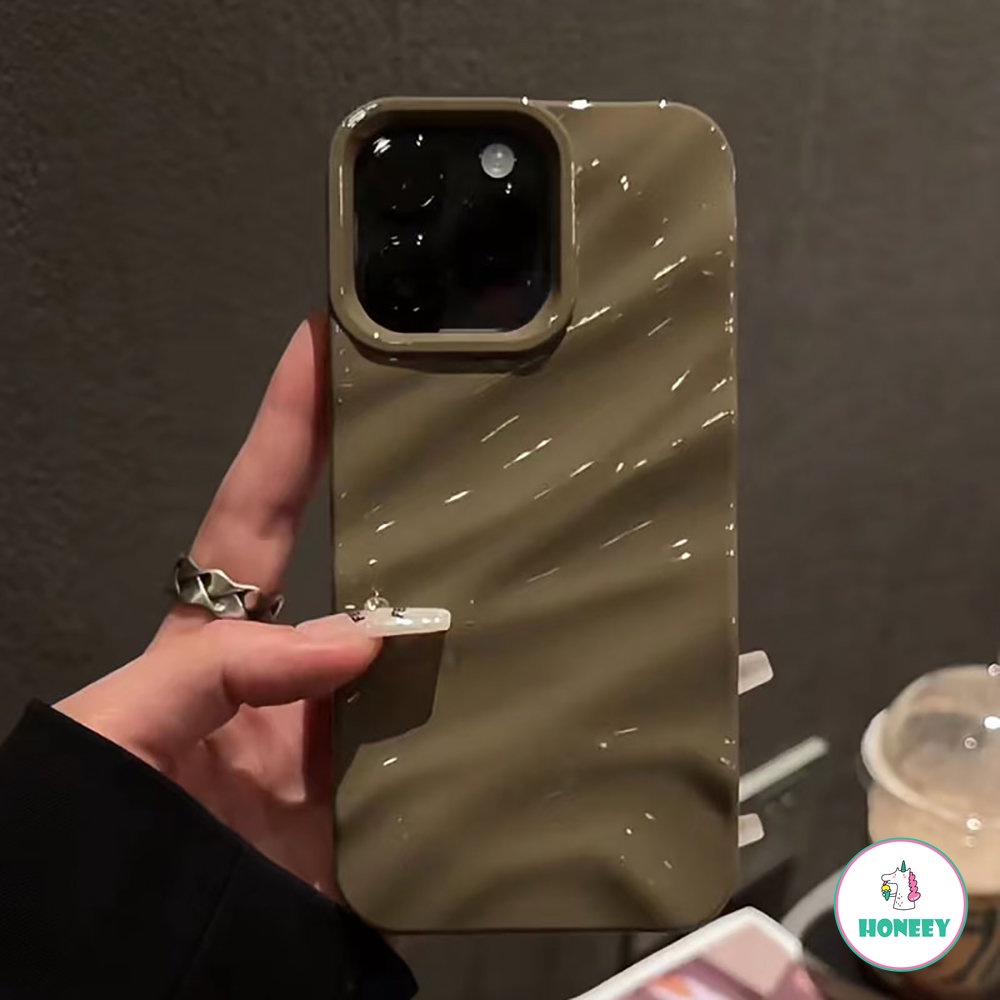 Casing Ponsel Model Lipit Gelombang Warna Solid Mewah Untuk Apple IPhone 14 Pro 11 13 12 14 Pro Max XR Perlindungan Penutup Belakang Shell