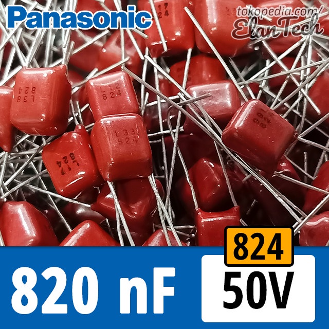 820nF / 824 50V Milar ECQ Capacitor 820n 820 nF Kapasitor ElanTech