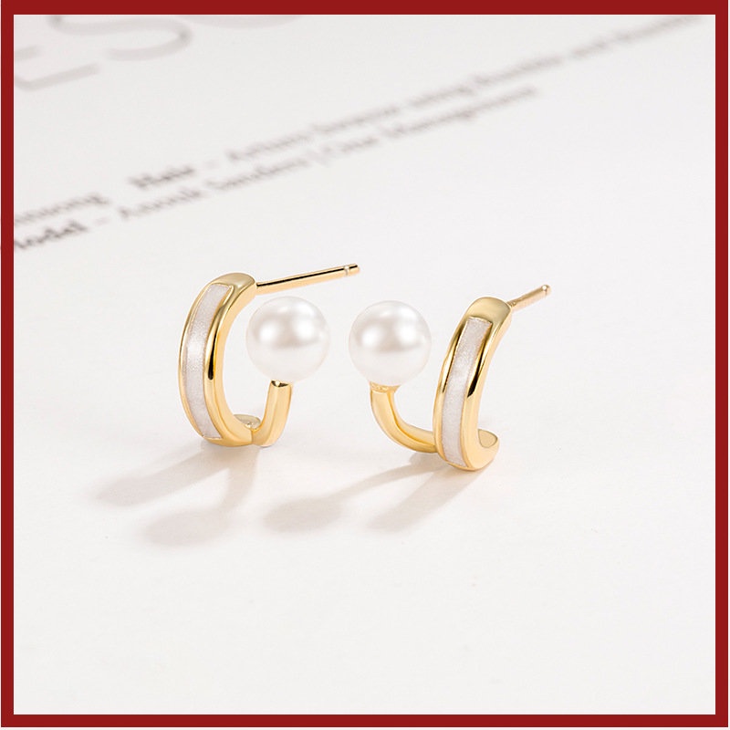 Anting Pejantan Mutiara Fritillary Bermutu Tinggi Temperamen Perempuan Anting Antik Lapisan Ganda U1214
