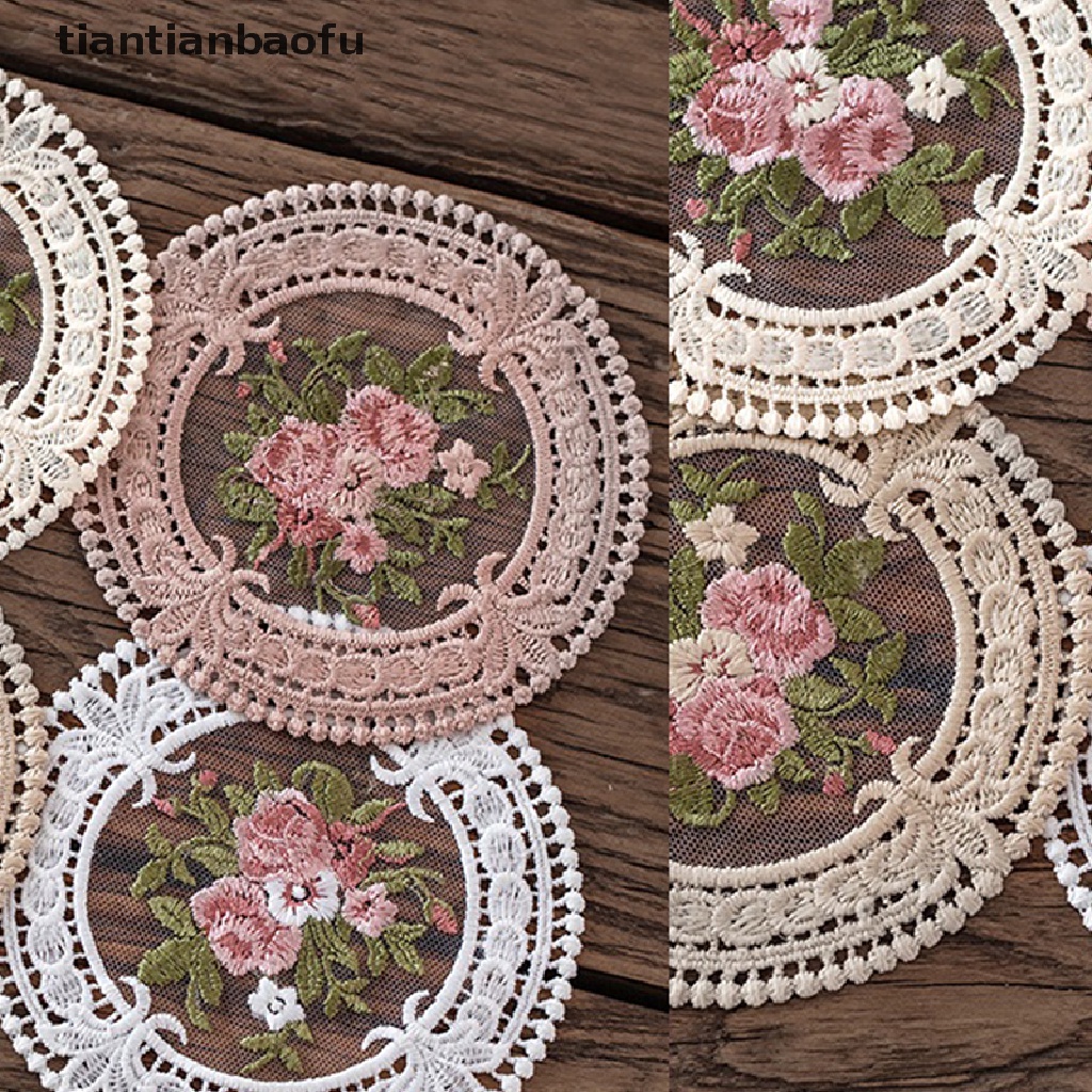 [tiantianbaofu] 11.8cm Vintage Lace Coaster Tatakan Bordir Craft Mangkok Cangkir Kopi Coaster Butik