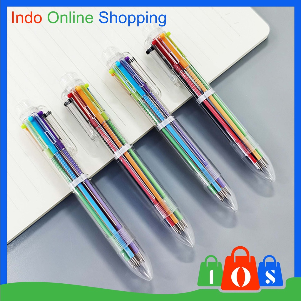 

IOS 237 Pena Ballpont Pen Six-in-One Color Pulpen 6 Warna Transparan Import COD