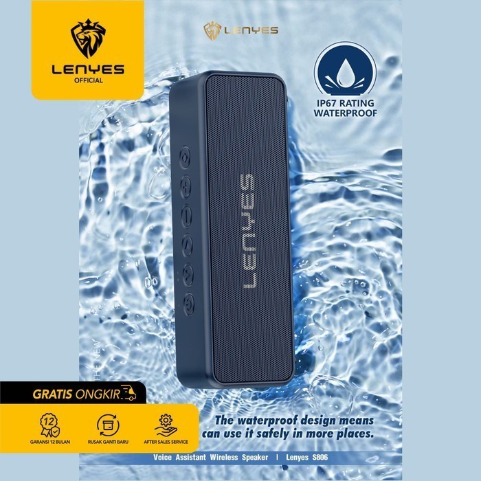 Speaker Bluetooth Portable LENYES S806 Waterproof IP67 Voice Assistant - Hitam WIRELESS SPEAKER PORTABLE SPEAKER MUSIC BOX BLUETOOTH spiker outdoor original