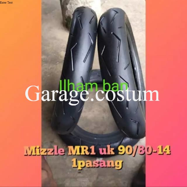 Sepasang ban rodres MR01 ukuran 90-80 90-80 ring 14, merek MIZZLE