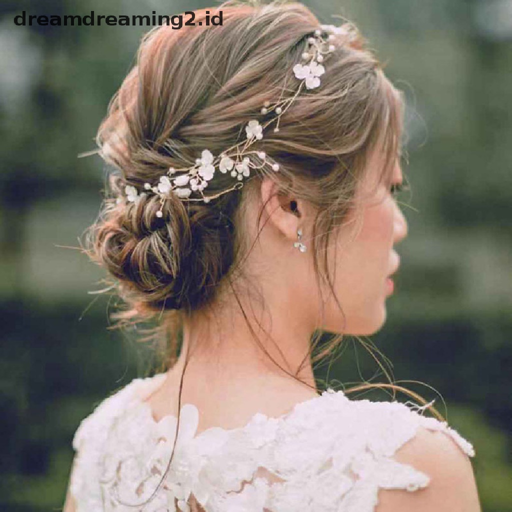 (hot) Bando Kristal Aksesoris Rambut Pernikahan Handmade Bunga Mutiara Untuk Pengantin Perempuan//