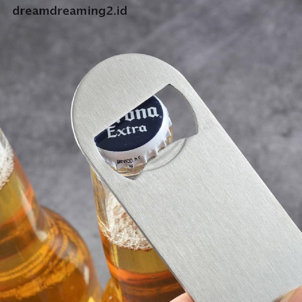 (hot) Pembuka Botol Bir Mini Tahan Lama Stainless Steel Flat Speed Bottle Cap Opener//