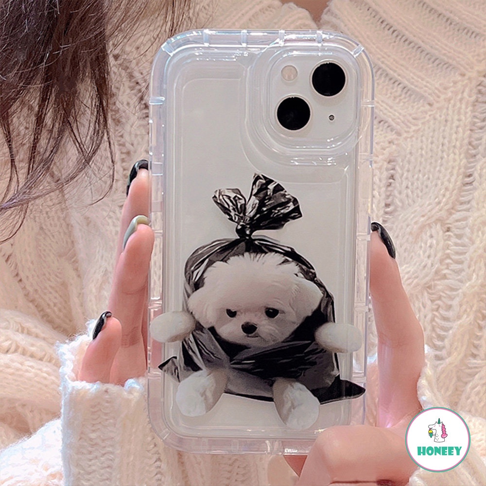 IPHONE Ins Lucu Indah Kucing Anjing Casing Ponsel Transparan Untuk Iphone11 13 12 14 Pro Max Cute Air Bag Lembut Silikon Cover Bumper