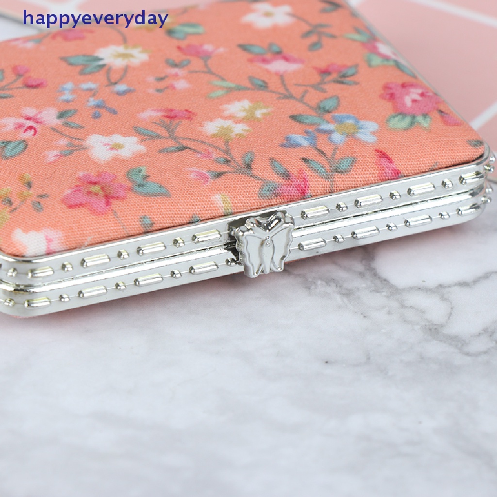 [happy] Mini Rias Compact Pocket Flowers Cermin Kosmetik Vintage Lipat Dua Sisi [ID]