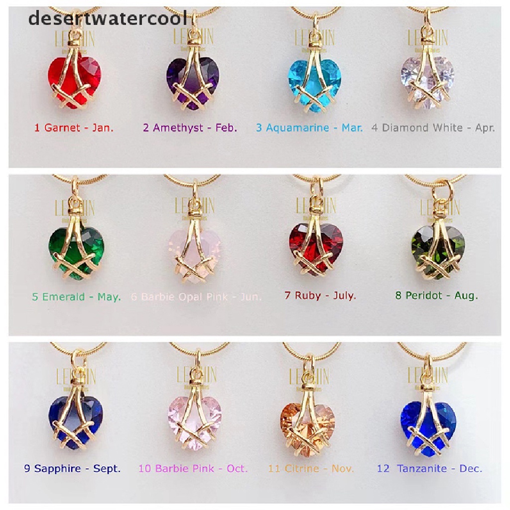 Deid Lapis Emas 18k Barbie Berlian Castle Kalung Pink Kristal Hati Birthstone Liontin Baja Titanium Martijn