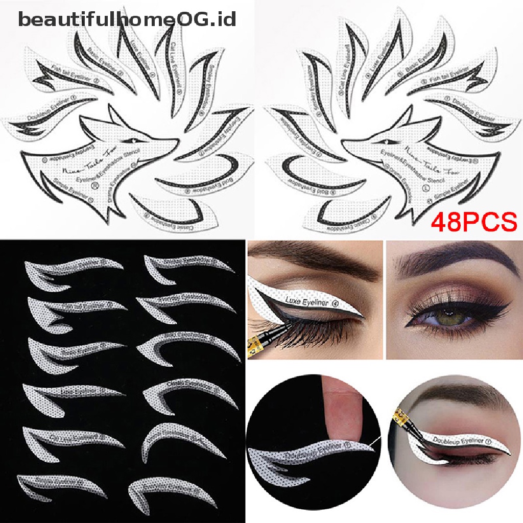 // Lebaran// 48PCS Eyeliner Stencils Stiker Template Makeup Mata Kartu 12gaya Non-Woven **