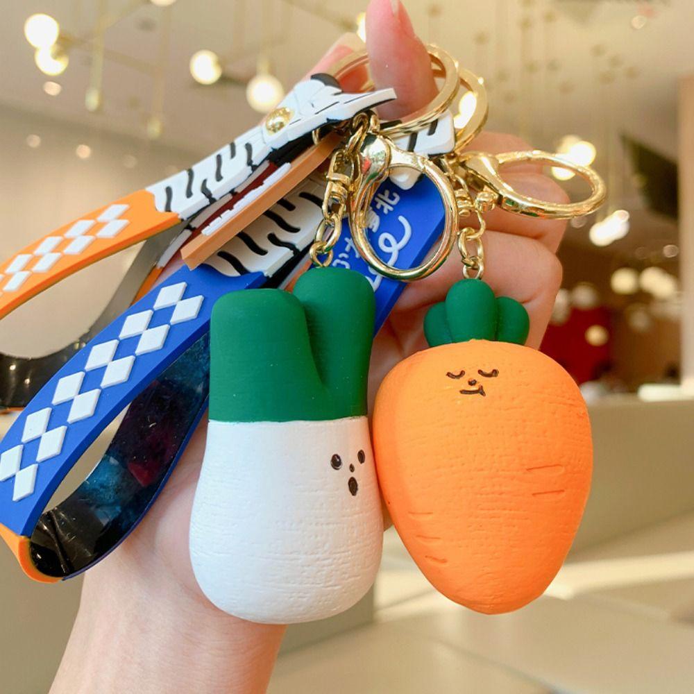 Needway Kartun Sayuran Keyring Hadiah Telepon Kunci Gesper Jamur Aksesoris Gantung Bawang Putih Lobak Gaya Korea Keychain