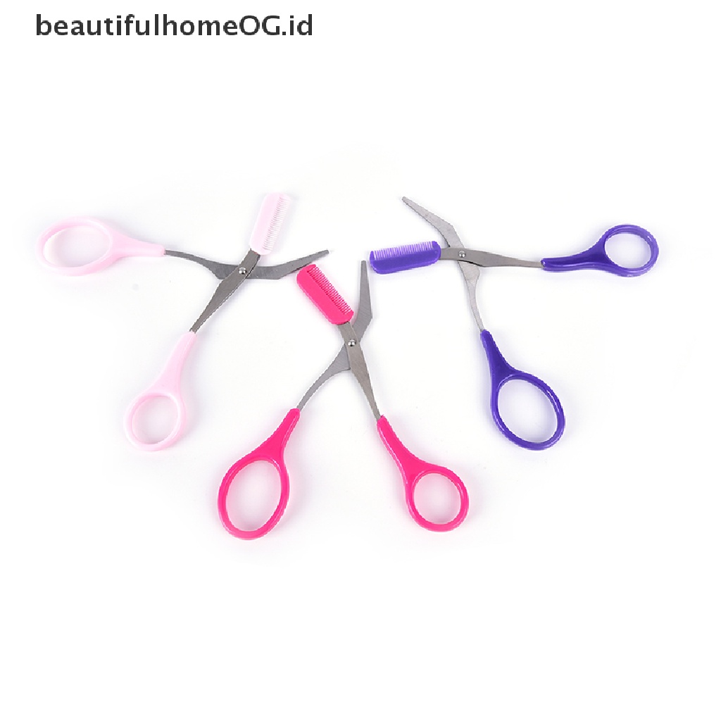 // Beauty// woman Brow trimmer scissors with comb grooming shaping shaver Penghilang Bulu **