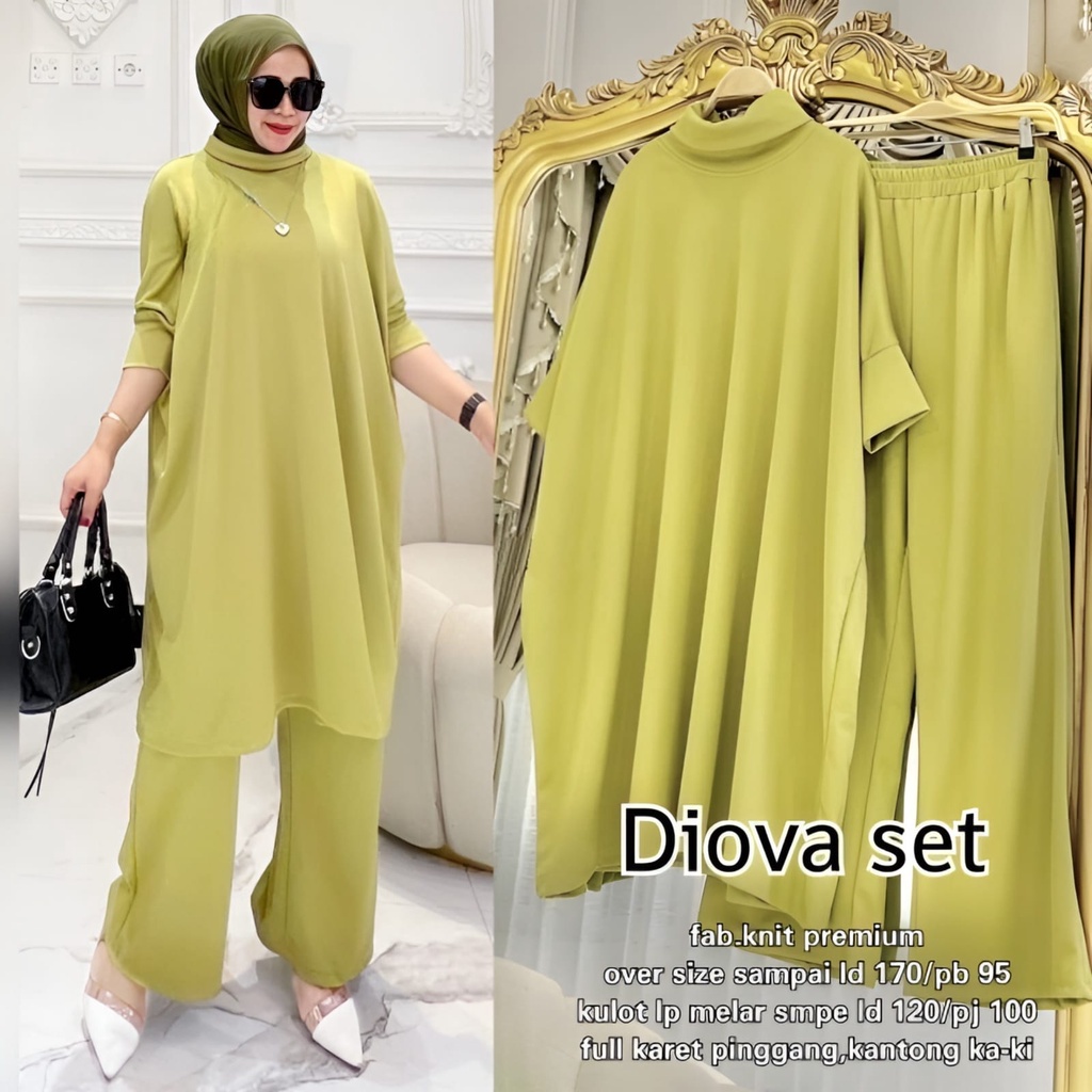 GAMIS STORE - Diova Set 2in1 Setelan OOTD Casual Daily Matt Knit Polos Basic Premium - Stelan Celana Wanita Muslim