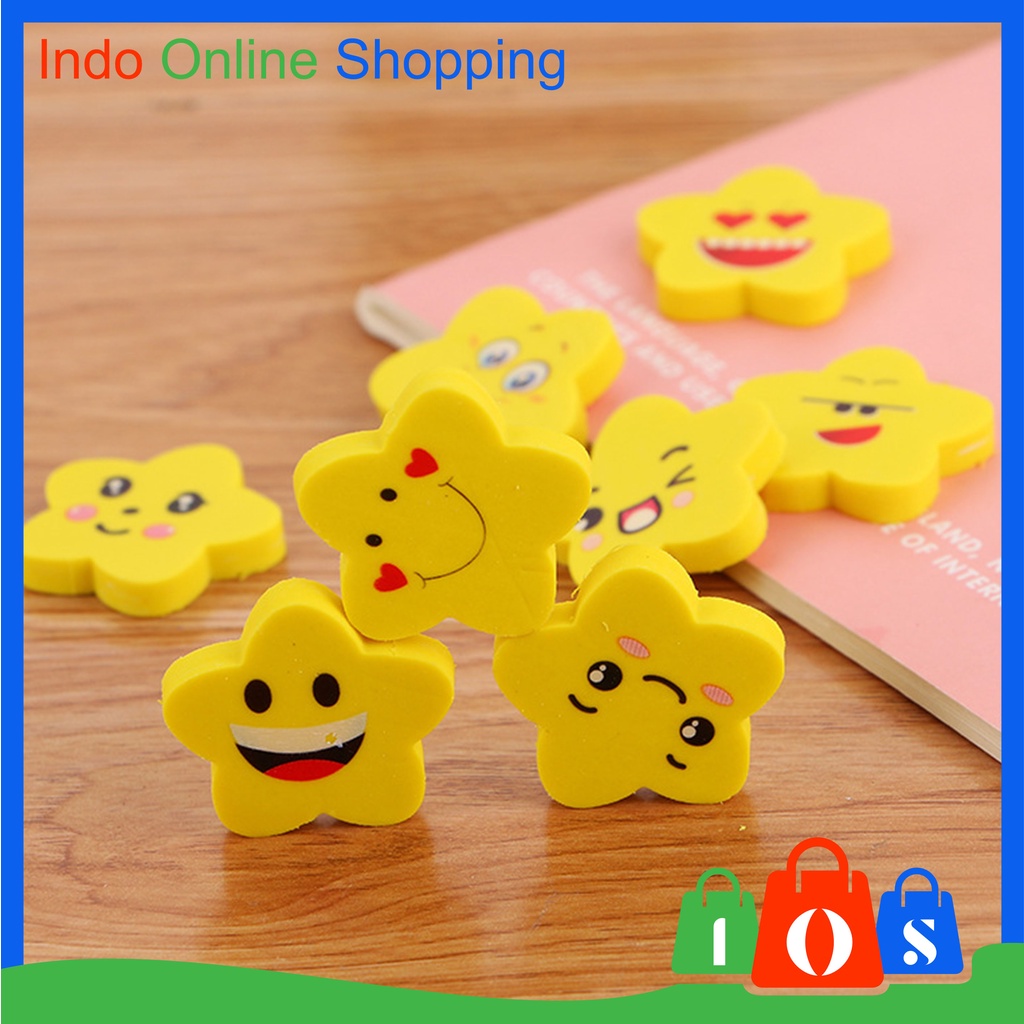 

Penghapus Pensil Bintang Import Karakter Emoji Smile Set 3pcs COD σ 891