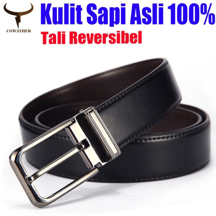 Gesper Ikat Pinggang Sabuk Pria, Reversibel Kulit Sabuk impor Pria 100% Kulit Asli Sabuk Pria
