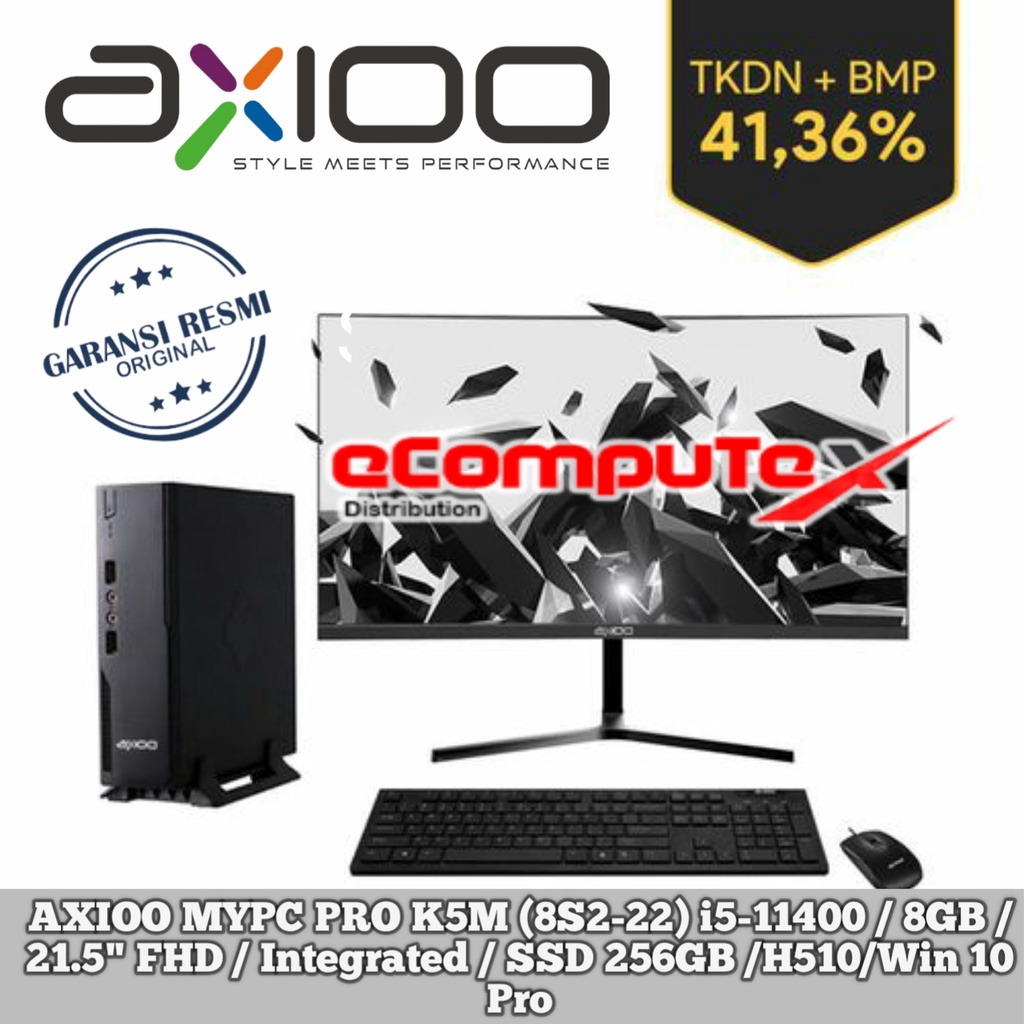 MINI PC AXIOO MYPC PRO K5M (8S2-22) I5 8GB 256GB 21.5&quot; FHD WIN 10 PRO TKDN GARANSI RESMI