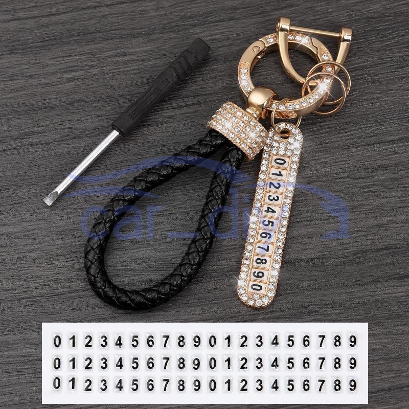 Gantungan Kunci Kemewahan Liontin Logam Lanyard Berwarna-warni Dengan Anti-hilang Nomor Plat Untuk Mobil Sepeda Motor Remote Key Bag Dekorasi Hadiah Elegan Gift Keychain