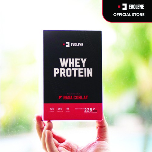 Evolene Whey Protein Cokelat 6 Sachet - Suplemen Fitness - Suplemen Workout Evolen Evoline Jakarta