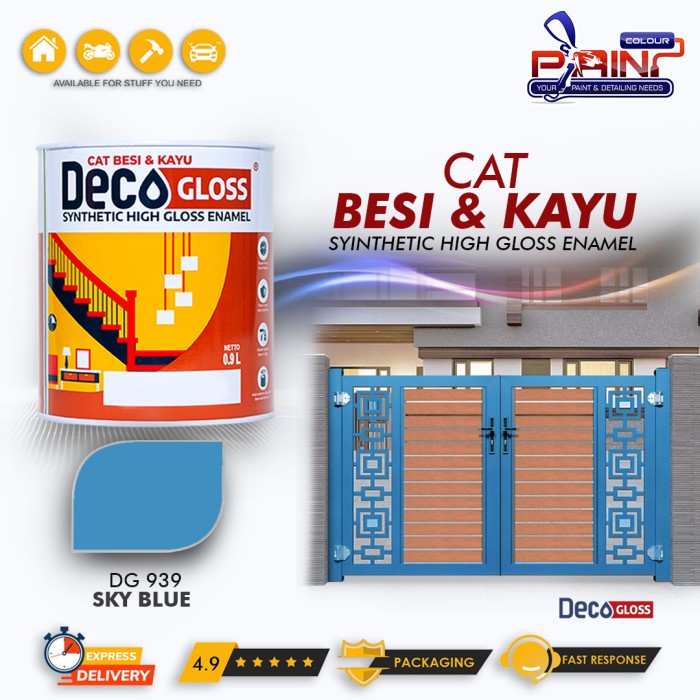 Cat Besi dan kayu DECOGLOSS Synthetic High Gloss SKY BLUE 0.9L