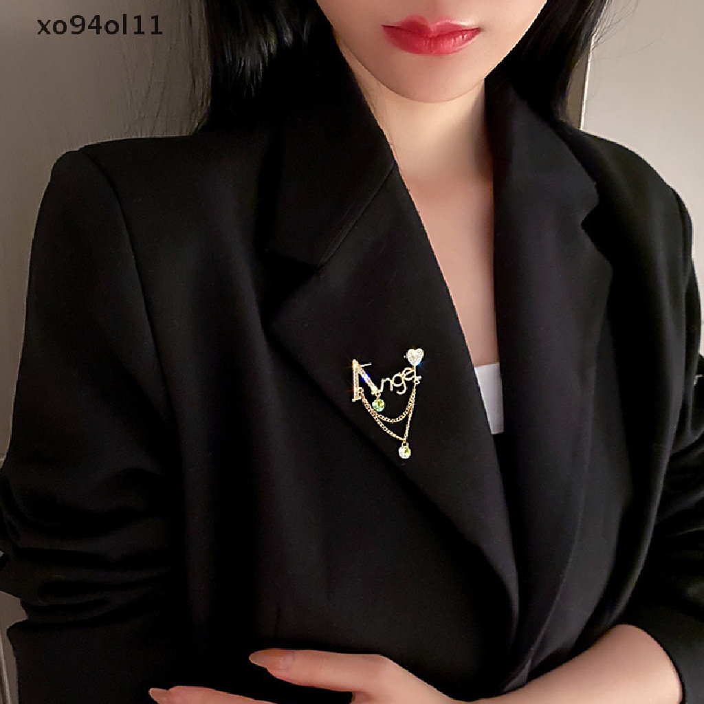 Xo Bros Huruf Inggris Berlian Imitasi Untuk Wanita Aksesoris Fashion Hijab Pin Perhiasan OL