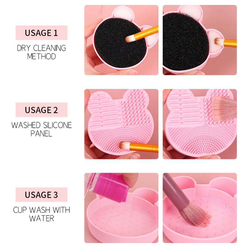 1pc Brush Makeup Kotak Cleaner Wet Dry Brushes Cleaning Silicone Scrub Pad Resuable Sikat Cuci Pad Alat Makeup