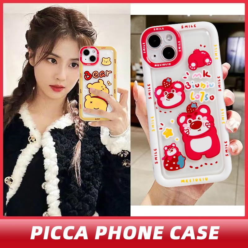 Casing Winnie the Pooh Lucu Redmi 9 12C 10C 9A 10 9T 9C 10A A1 9C NFC Redmi Note11 9 10s Note8 10 11s 11 10 9 10s POCO F4 Kartun Strawberry Bear Manyo Couple Airbag Soft Cover