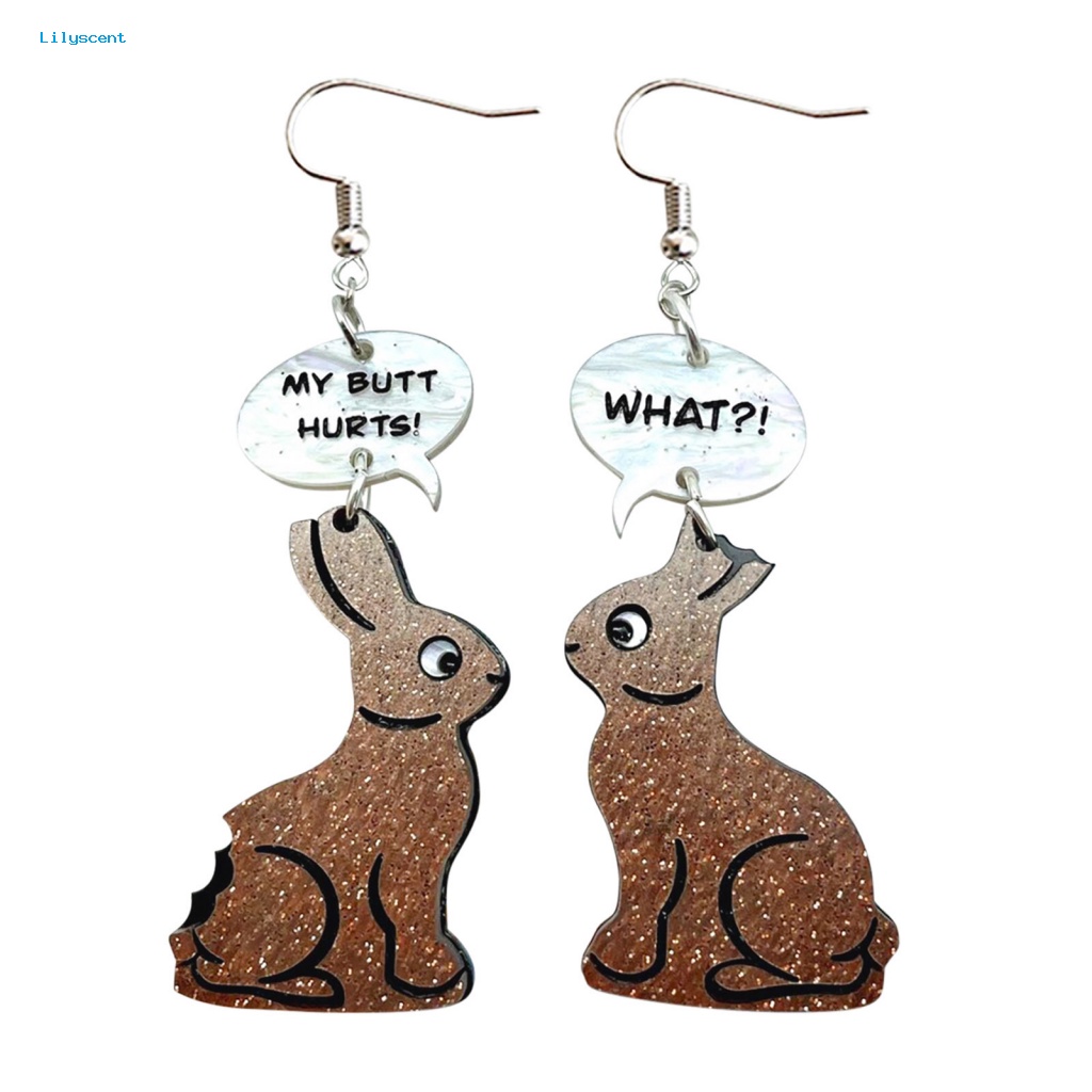 Lilyscent 1pasang Kait Telinga Akrilik Perhiasan Fashion Acrylic Easter Rabbit Earrings Eye-catching