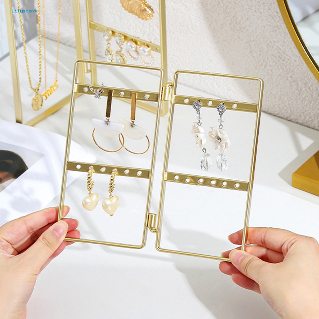 Lilyscent Tahan Aus Rak Display Perhiasan Perlengkapan Toko Perhiasan Kait Anting Kalung Gelang Organizer Rak Lipat