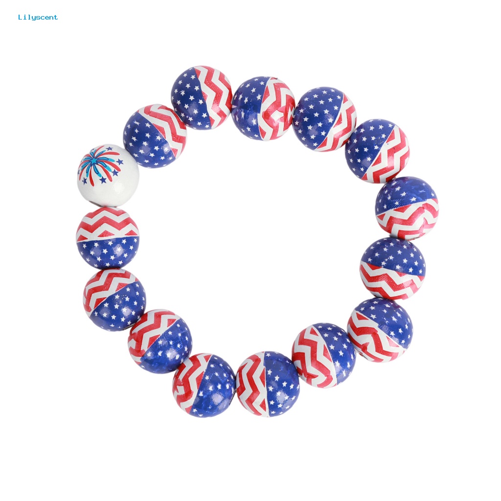 Lilyscent Warna-Warni Unisex Gelang Hadiah Festival Bendera USA Gelang Perhiasan Pesta Club Memakai Merah Biru Putih