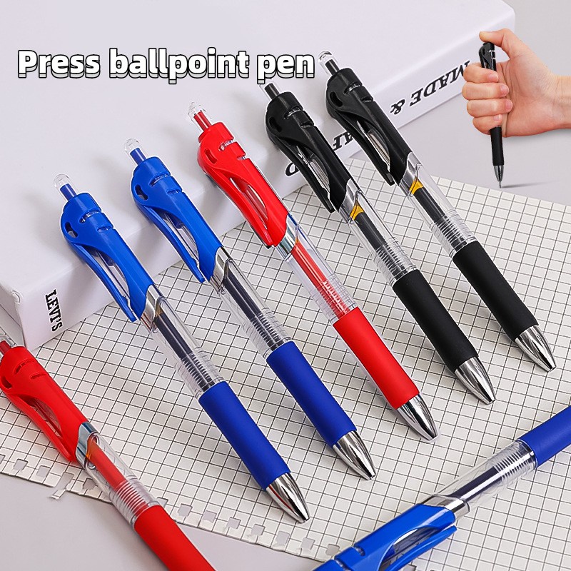 Bolpen Ballpoint Tanda Tangan Peluru Tekan Ditarik Hitam/Merah/Biru Gel Pulpen 0.5mm Tergantikan Isi Ulang Alat Tulis Kantor Sekolah Perlengkapan Menulis