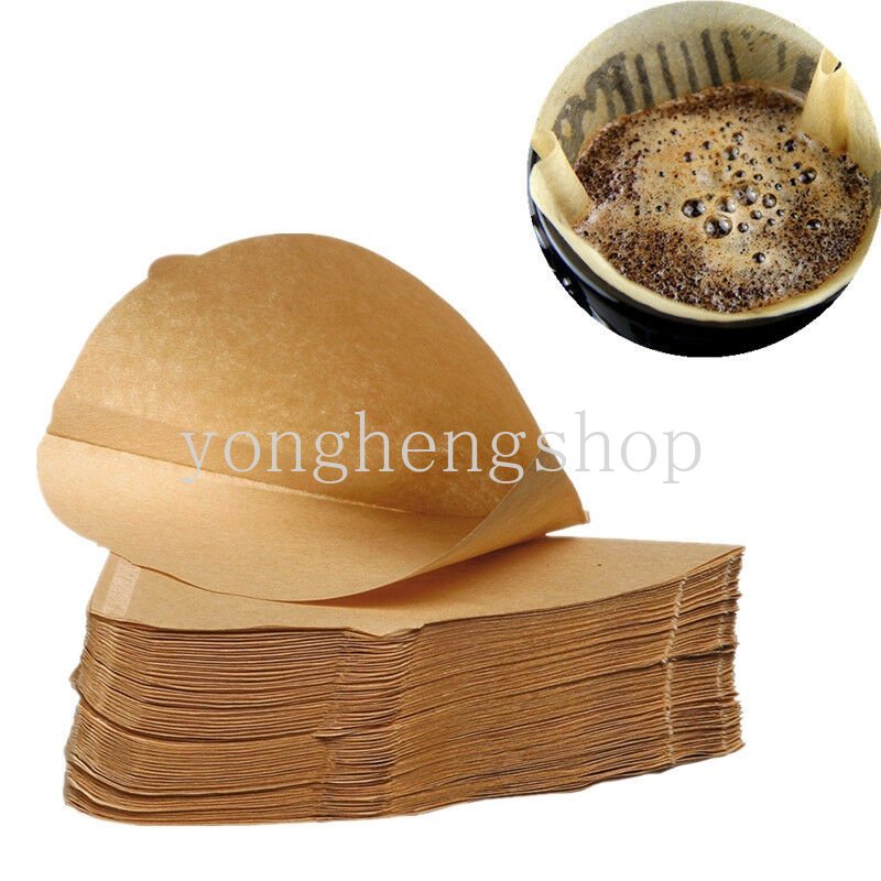 100pcs/set Kerucut Berbentuk Kertas Filter Coffe Sekali Pakai Hand Drip Teh Kopi Espresso Alat Penyaringan Coffee Cup Pot Filter Papers Strainer