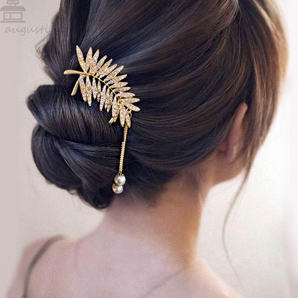 Agustina U-shaped Hair Stick Elegan Manis Mutiara Rumbai Pengantin Hiasan Kepala Hairstyle Tools Alloy Hiasan Kepala Antik