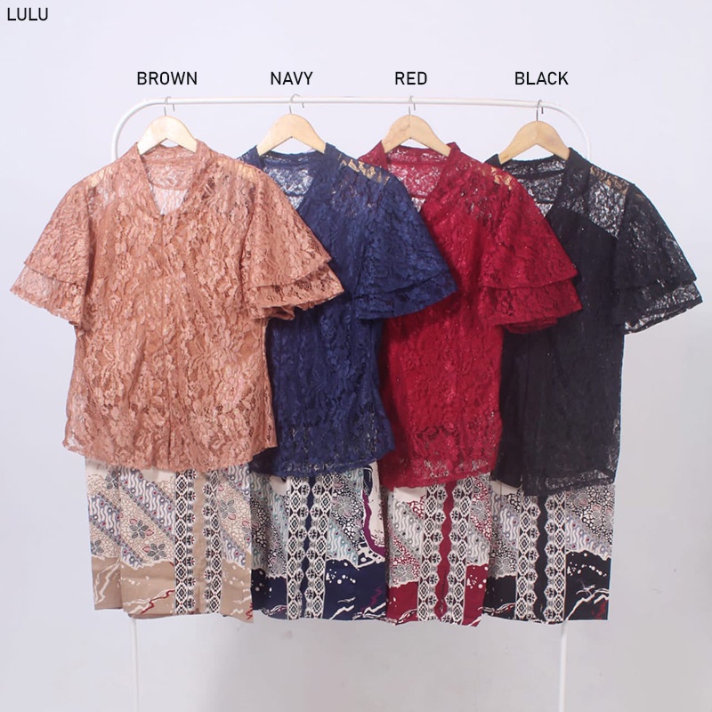 Evercloth Lulu Dress Batik Wanita Brukat Kebaya Batik Couple Set Gaun Batik