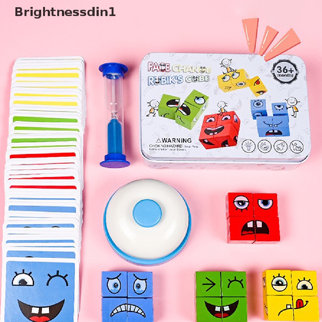 [Brightnessdin1] Facechanging Magic Cube Building BlockGame Matching Expression Puzzle Mainan Butik