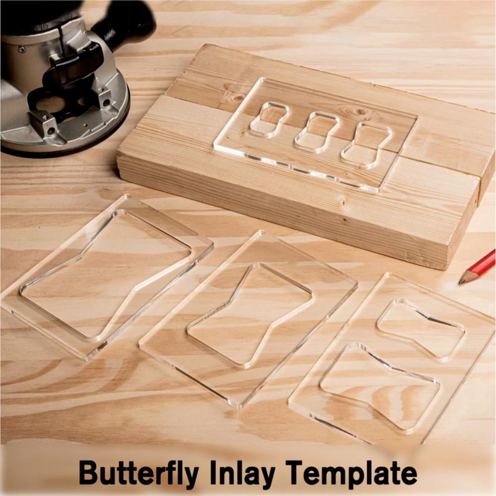 Lanfy Butterfly Inlay Template Scribing Alat Ukur Tukang Kayu Bushing Template Bowtie Kunci Woodworking Alat Dasi Kupu Kupu Penguasa Coretan Sambungan