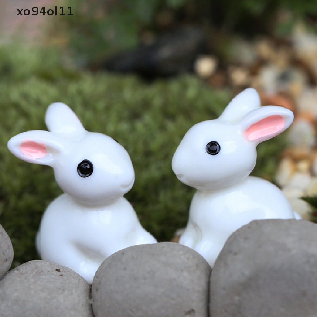 Xo5/10pcs Miniatur Taman Kerajinan Lucu Patung Dekorasi Taman Resin Bunnies OL