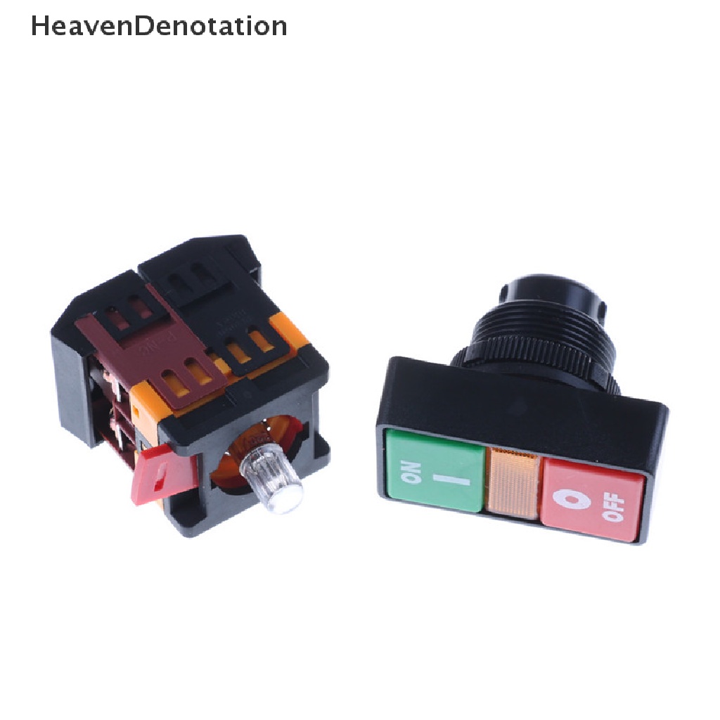 [HeavenDenotation] On OFF START STOP Push Button w Indikator Cahaya Saklar Sesaat Merah Hijau Power HDV