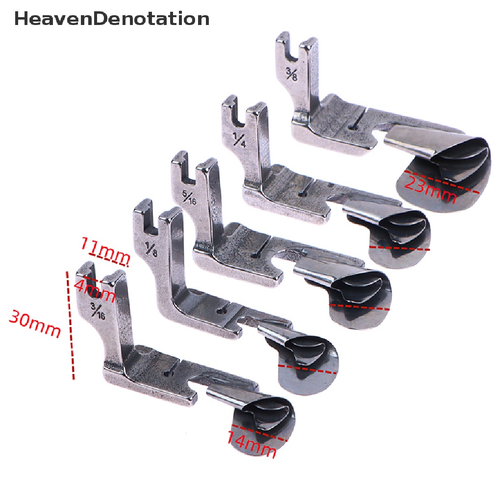 [HeavenDenotation] Industrial 1- Lockstitch Curved Hemming Presser Foot Fit Mesin Jahit Rok Sifon Sutra Arc Hem1 /8 3 /16 1/4 5 /16 3/8 HDV