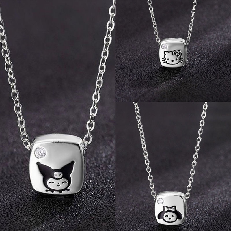 Kalung Geometris Hewan Kucing Berlian Imitasi Alloy Lucu Untuk Anak Perempuan