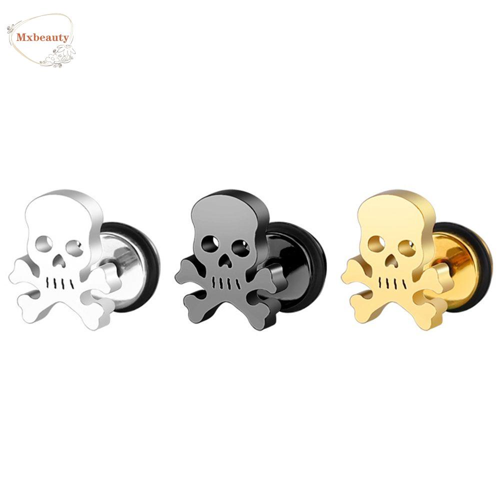 Mxbeauty Anting Bentuk Tengkorak Bahan Stainless Steel Gaya Korea Untuk Pria