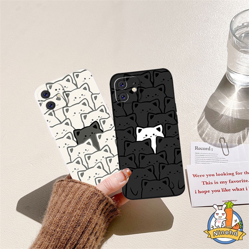 IPHONE Casing Kompatibel Untuk Iphone14 13 12 11 Pro Max X Xr Xs Max8 7 6 6s Plus SE 2020 Pasangan Kartun Beruang Tepi Lurus Silikon Casing Ponsel Pelindung Lensa Shockproof Cover Pelindung