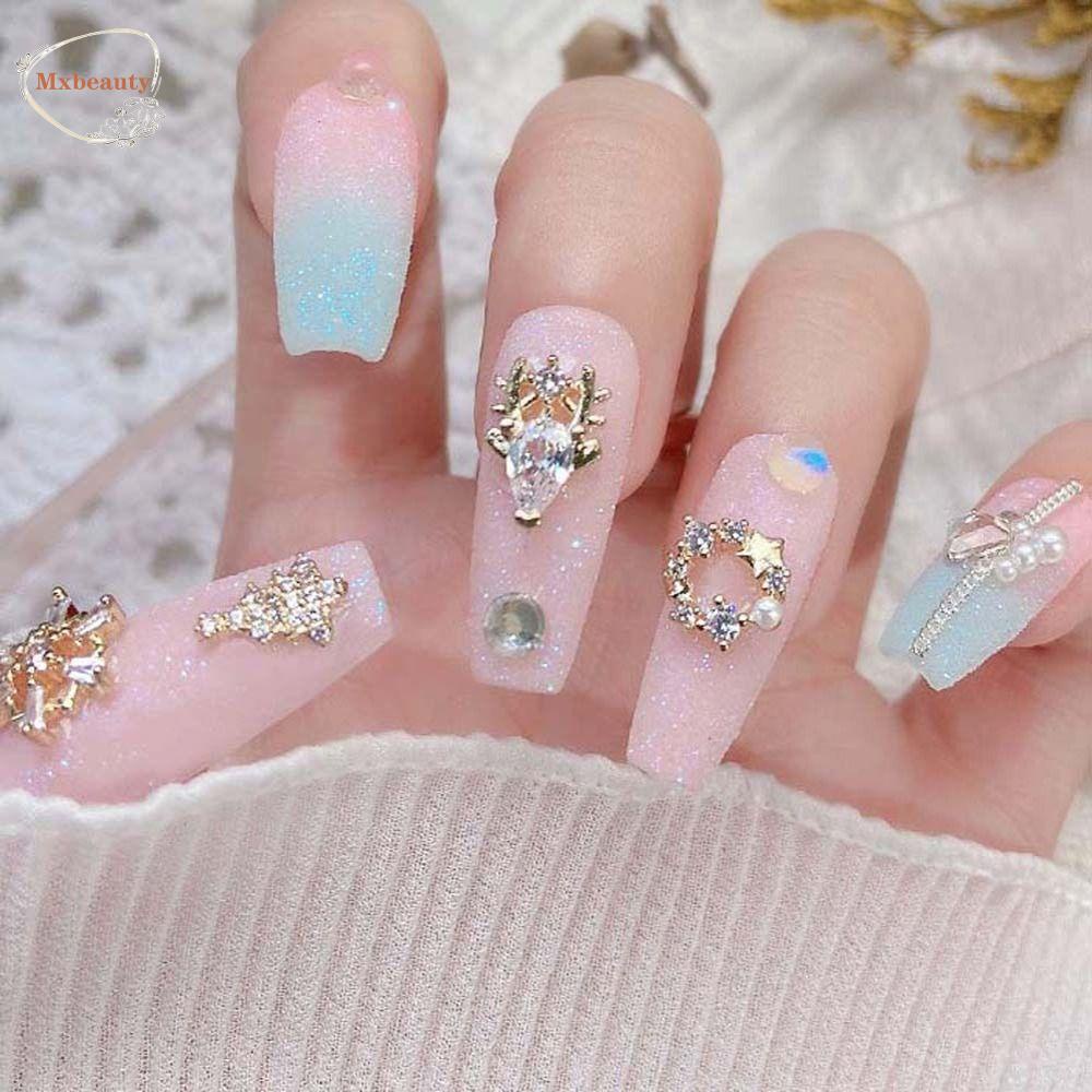 Mxbeauty Ornamen 3D Bentuk Lonceng / Rusa / Santa Claus / Pohon Natal Untuk Dekorasi Nail Art