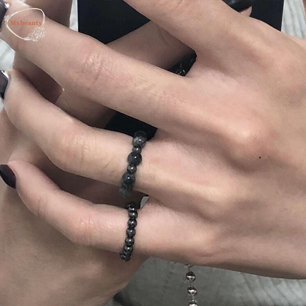 Mxbeauty Manik-Manik Cincin Manis Sederhana Hadiah Kupu-Kupu Bohemia Perempuan Gaya Korea Cincin
