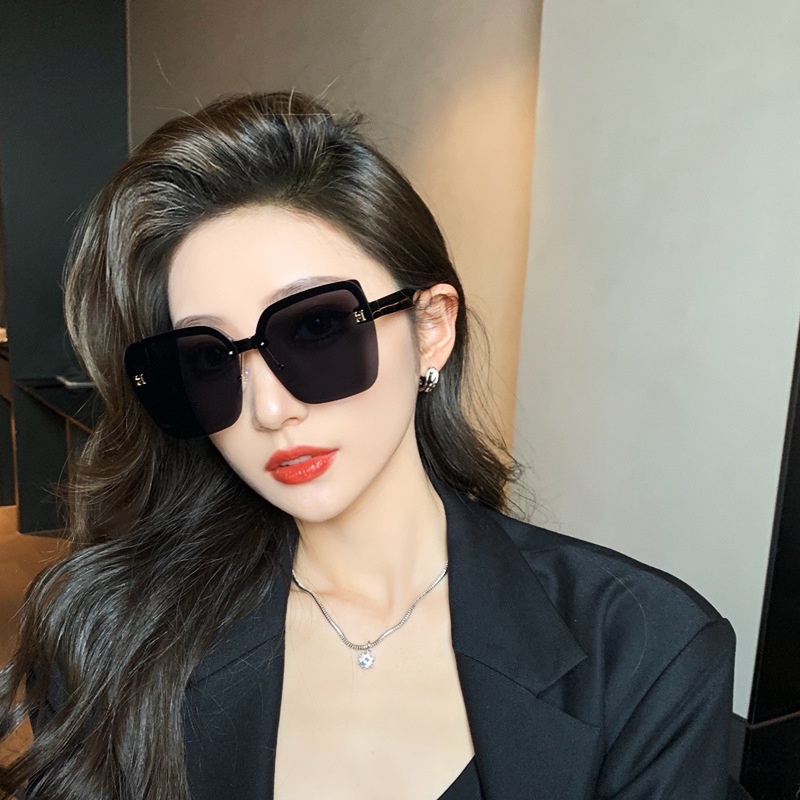 HZ Kacamata Hitam Tanpa Bingkai Bentuk Kotak Persegi Desain Mewah Untuk Pria Wanita Sunglass Import Murah