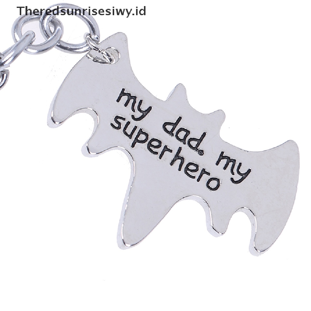 # Kado Mom &amp; PAPA DIY # 1pc &quot;My Dad My Superhero&quot; Gantungan Kunci Bentuk Kelelawar daddy keyrings Hadiah Untuk Hari Ayah~