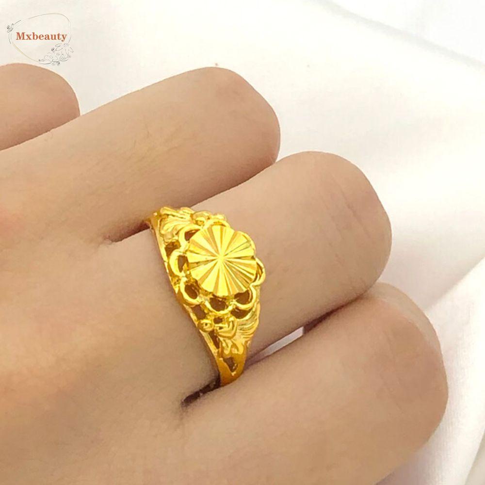 Mxbeauty Wanita Sargin Cincin Hadiah Trendi Hati Bunga Elegan Retro Fashion Perhiasan