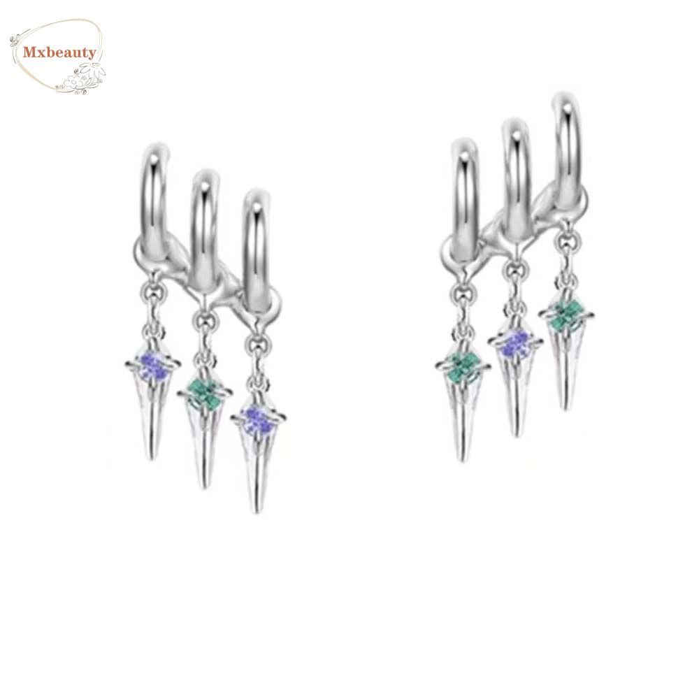 Mxbeauty Anting Zirkon Charms Retro Punk Desain Geometris Anting Menjuntai Vintage