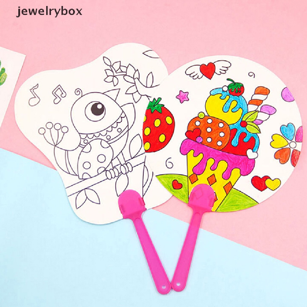 [jewelrybox] 1pc DIY Anak-Anak Mewarnai Kartun Kipas Tangan Kerajinan Mainan Gambar Tk Butik