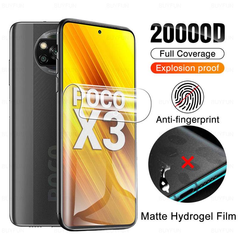 3pcs Film Hydrogel Matte Anti-fingerprint Untuk Xiaomi POCO M4 M3 M2 X5 X4 X3 F2 Pro F4 F3 X3 X4 GT NFC Pelindung Layar Untuk POCO C55 C50 C40 C31 C3 F1 M5 M5S Bukan Melindungi Kaca