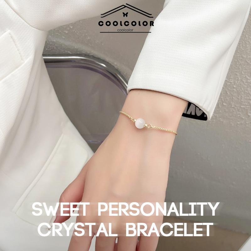 COD❤️Gelang serut titanium mata kucing Korea gelang vintage kristal Prancis Aksesoris- cl